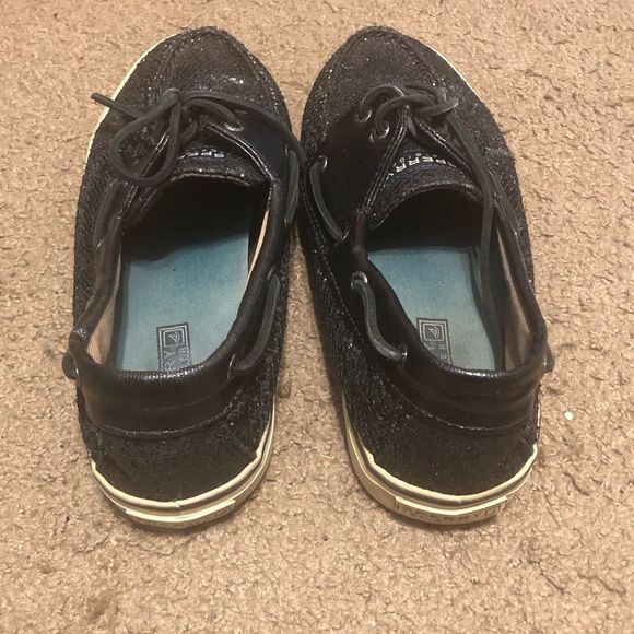 Sperry Top-Sider Womens Boat Shoes Mocs US 9 M Black Sequin Glitter 9448069 - Picture 3 of 4